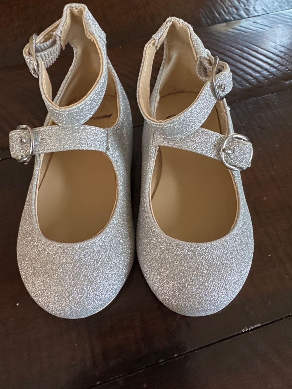 Janie and Jack Silver Glitter Mary Jane Shoes
